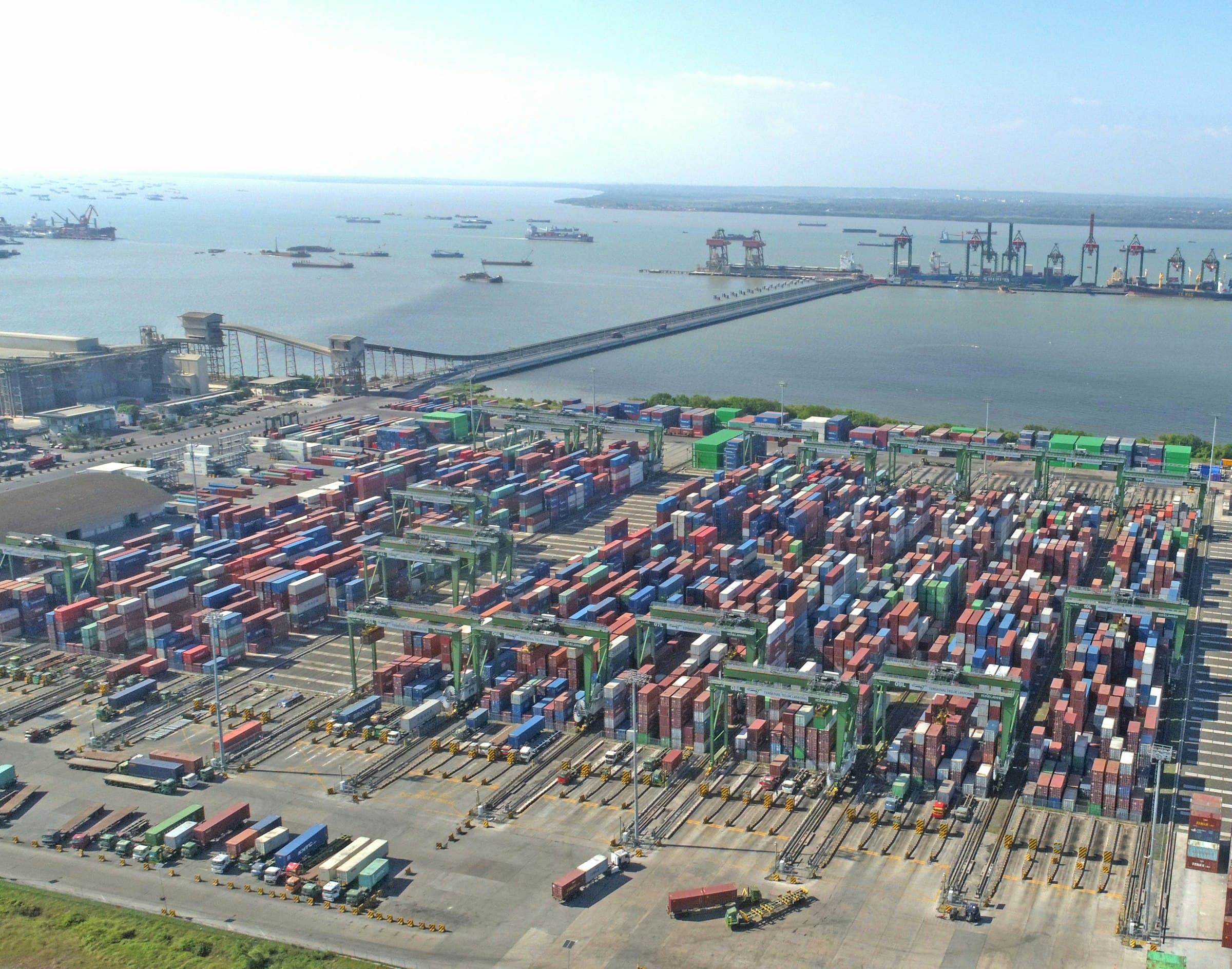 Aerial view of a container export terminal