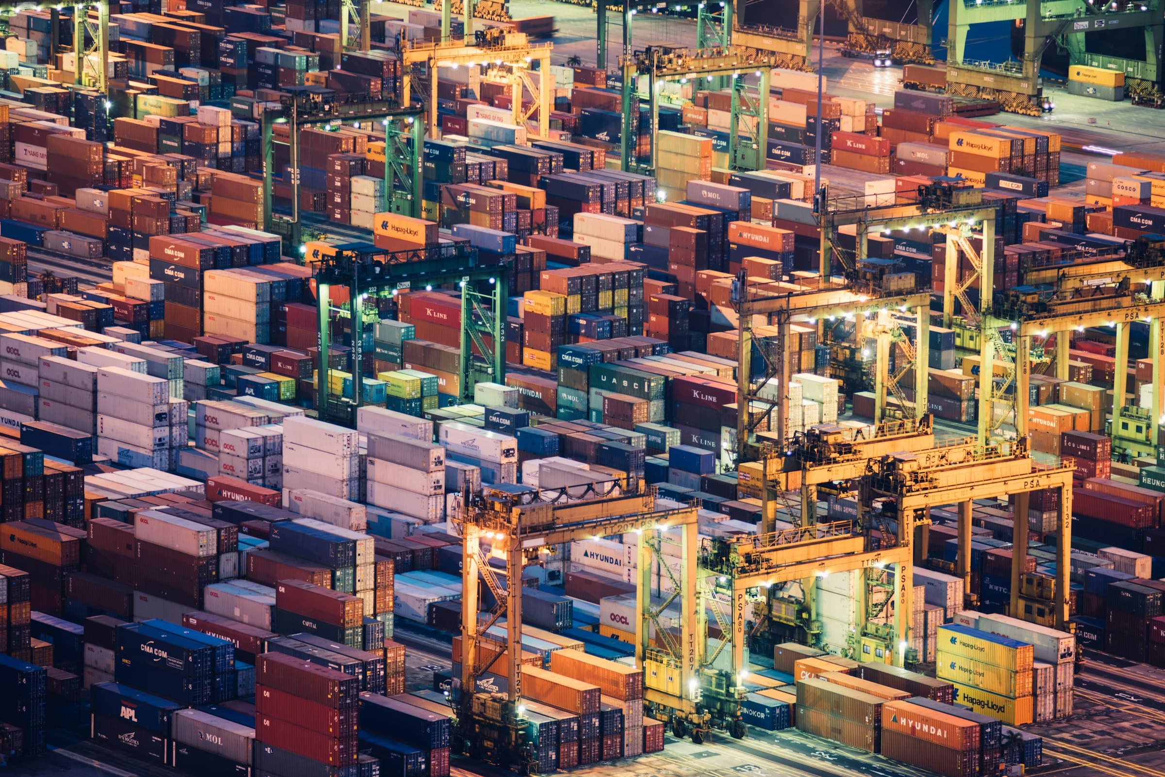 Intermodal containers at the port yard